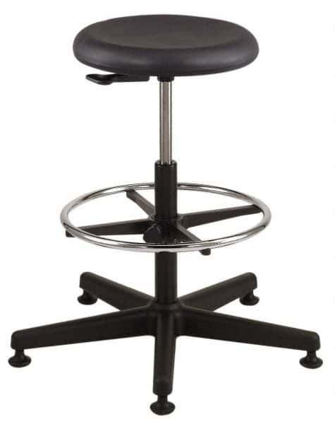 Bevco - 18-1/2 to 26" High Versa Backless Utility Stool with Black Nylon Base - Polyurethane Seat, Black, Mushroom Glides - Apex Tool & Supply