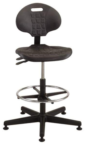 Made in USA - Tilt Poly Chair with Adjustable Footring - Polyurethane Seat, Black - Apex Tool & Supply