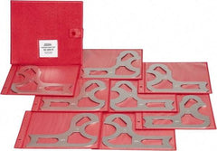 SPI - 8 Piece, 1-1/16 to 1-1/2 Inch Radius, Stainless Steel Radius Gage Set - 1/16 Inch Graduation, Satin Chrome Coated - Apex Tool & Supply