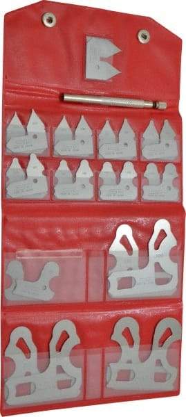 SPI - 26 Piece, 0.01 to 1/2 Inch Radius, Stainless Steel Radius Gage Set - Satin Chrome Coated - Apex Tool & Supply