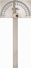 SPI - 6 Inch Long Blade, 180° Max Measurement, 1° Dial Graduation, Rectangular Head Protractor - Accuracy Up to 30 Min, 0 to 90 to 0 Dial Range - Apex Tool & Supply
