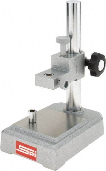 SPI - Rectangular Base, Comparator Gage Stand - 8-1/2" High, 5-3/4" Base Length x 4" Base Width x 1-1/2" Base Height, Includes Holder - Apex Tool & Supply