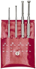 SPI - 1/8 to 1/2 Inch Measurement, 0.8800, 1.2000 and 1.6000 Inch Gage Depth, Small Hole Gage Set - Half Ball, Satin Chrome Coated, Includes Pouch - Apex Tool & Supply
