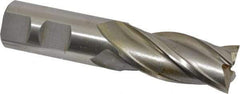 Interstate - 7/8", 1-7/8" LOC, 7/8" Shank Diam, 4-1/8" OAL, 4 Flute, High Speed Steel Square End Mill - Single End, Uncoated, Spiral Flute, 30° Helix, Right Hand Cut, Right Hand Flute - Apex Tool & Supply