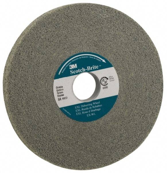3M - 14" Diam, 1" Face Width, 8" Center Hole, Medium Grade, Aluminum Oxide Deburring Wheel - Convolute, Hard Density 8 Grade, 2,550 RPM - Apex Tool & Supply