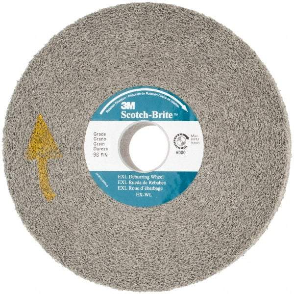 3M - 6" Diam, 1" Face Width, 1" Center Hole, Fine Grade, Silicon Carbide Deburring Wheel - Convolute, Hard Density 8 Grade, 6,000 RPM - Apex Tool & Supply