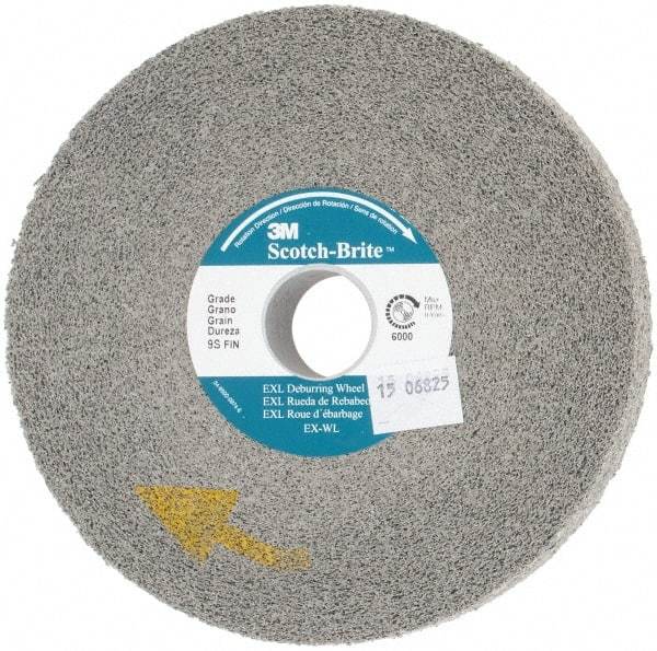 3M - 6" Diam, 1" Face Width, 1" Center Hole, Fine Grade, Silicon Carbide Deburring Wheel - Convolute, Hard Density 9 Grade, 6,000 RPM - Apex Tool & Supply