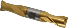 Interstate - 1", 1-5/8" LOC, 1" Shank Diam, 5-7/8" OAL, 2 Flute, High Speed Steel Square End Mill - Double End, TiN Finish, Spiral Flute, 30° Helix, Centercutting, Right Hand Cut, Right Hand Flute - Apex Tool & Supply