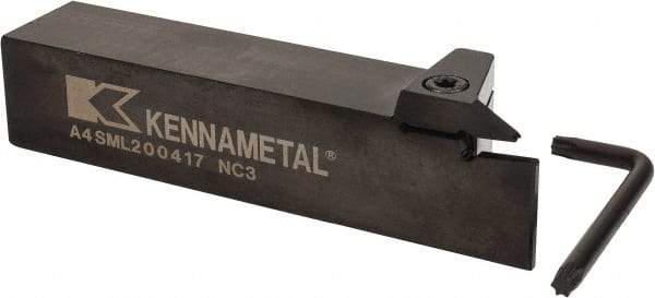 Kennametal - External Thread, 0.67" Max Depth of Cut, 4mm Min Groove Width, 6" OAL, Left Hand Indexable Grooving Cutoff Toolholder - 1-1/4" Shank Height x 1-1/4" Shank Width, A4..04.. Insert Style, A4SM Toolholder Style, Series A4 - Apex Tool & Supply