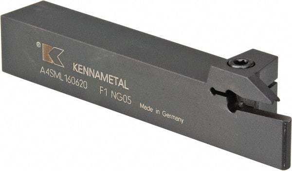 Kennametal - External Thread, 0.79" Max Depth of Cut, 6mm Min Groove Width, 6" OAL, Left Hand Indexable Grooving Cutoff Toolholder - 1" Shank Height x 1" Shank Width, A4..06.. Insert Style, A4SM Toolholder Style, Series A4 - Apex Tool & Supply