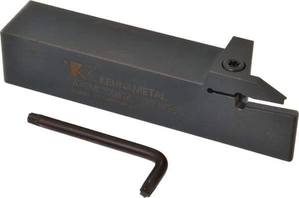 Kennametal - External Thread, 1.02" Max Depth of Cut, 6mm Min Groove Width, 6" OAL, Left Hand Indexable Grooving Cutoff Toolholder - 1-1/4" Shank Height x 1-1/4" Shank Width, A4..06.. Insert Style, A4SM Toolholder Style, Series A4 - Apex Tool & Supply