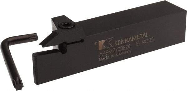 Kennametal - External Thread, 1.02" Max Depth of Cut, 8mm Min Groove Width, 6" OAL, Right Hand Indexable Grooving Cutoff Toolholder - 8 Seat Size, 1-1/4" Shank Height x 1-1/4" Shank Width, A4..08.. Insert Style, A4SM Toolholder Style, Series A4 - Apex Tool & Supply
