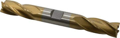 Interstate - 5/8", 1-3/8" LOC, 5/8" Shank Diam, 5" OAL, 4 Flute, High Speed Steel Square End Mill - Double End, TiN Finish, Spiral Flute, 30° Helix, Right Hand Cut, Right Hand Flute - Apex Tool & Supply