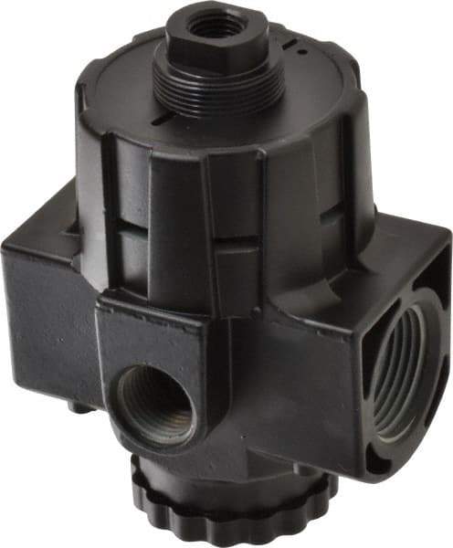 Norgren - 1 NPT Port, Zinc Hi-Flow Pilot Operated Regulator - 10 to 300 psi Range, 300 Max psi Supply Pressure, 1/2" Gauge Port Thread, 2.7" Wide x 5.2" High - Apex Tool & Supply