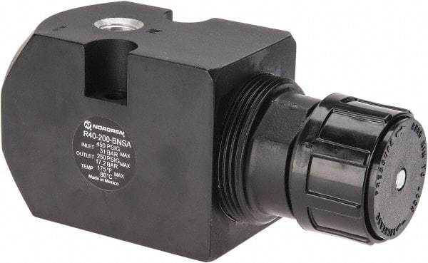 Norgren - 1/4 NPT Port, 6.4 CFM, Aluminum Remote Pilot Regulator - 10 to 250 psi Range, 450 Max psi Supply Pressure, 2.47" Wide x 5.24" High - Apex Tool & Supply