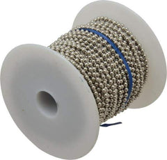 Made in USA - Number 6 Trade Size Brass Ball Chain - 0.127 Inch Ball Diameter, 25 Lbs. Tensile Strength, 100 Ft. Long , 69 Balls per Foot - Apex Tool & Supply