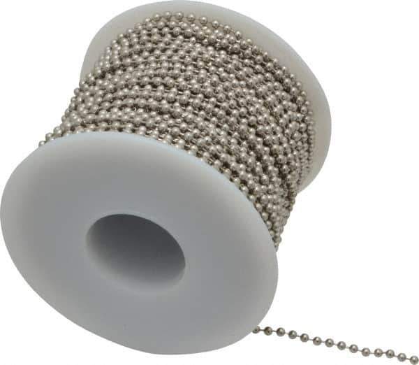 Made in USA - Number 3 Trade Size Steel Ball Chain - 0.095 Inch Ball Diameter, 12 Lbs. Tensile Strength, 100 Ft. Long , 94 Balls per Foot - Apex Tool & Supply