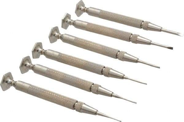 Starrett - 6 Piece Slotted Screwdriver Set - Round Shank, Blade Sizes: Length 5/8 - Apex Tool & Supply
