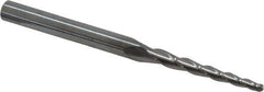 Accupro - 2° Taper Angle per Side, 5/64" Small End Diam, 1" LOC, Solid Carbide 3 Flute Tapered Ball End Mill - 2-1/2" OAL, 3/16" Shank Diam - Apex Tool & Supply