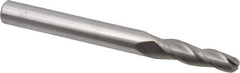 Accupro - 2° Taper Angle per Side, 3/16" Small End Diam, 3/4" LOC, Solid Carbide 3 Flute Tapered Ball End Mill - 2-1/2" OAL, 1/4" Shank Diam - Apex Tool & Supply