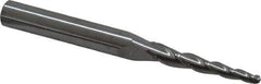 Accupro - 3° Taper Angle per Side, 3/32" Small End Diam, 1" LOC, Solid Carbide 3 Flute Tapered Ball End Mill - 2-1/2" OAL, 1/4" Shank Diam - Apex Tool & Supply