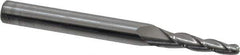 Accupro - 3° Taper Angle per Side, 1/8" Small End Diam, 3/4" LOC, Solid Carbide 3 Flute Tapered Ball End Mill - 2-1/2" OAL, 1/4" Shank Diam - Apex Tool & Supply