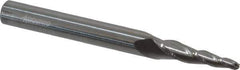 Accupro - 5° Taper Angle per Side, 3/32" Small End Diam, 3/4" LOC, Solid Carbide 3 Flute Tapered Ball End Mill - 2-1/2" OAL, 1/4" Shank Diam - Apex Tool & Supply