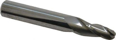 Accupro - 5° Taper Angle per Side, 1/4" Small End Diam, 3/4" LOC, Solid Carbide 3 Flute Tapered Ball End Mill - 2-1/2" OAL, 3/8" Shank Diam - Apex Tool & Supply