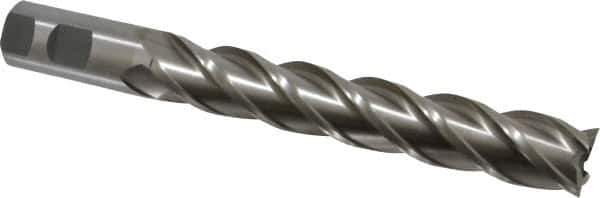 Interstate - 1", 6" LOC, 1" Shank Diam, 8-1/2" OAL, 4 Flute, High Speed Steel Square End Mill - Single End, Uncoated, Spiral Flute, 30° Helix, Right Hand Cut, Right Hand Flute - Apex Tool & Supply