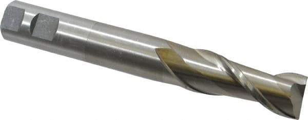 Interstate - 1", 2-1/2" LOC, 1" Shank Diam, 7-1/4" OAL, 2 Flute, High Speed Steel Square End Mill - Single End, Uncoated, Spiral Flute, 30° Helix, Centercutting, Right Hand Cut, Right Hand Flute - Apex Tool & Supply