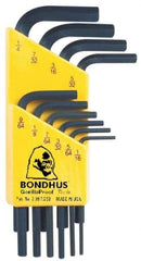 Bondhus - 10 Piece L-Key Hex Key Set - Hex Range 1/16 to 1/4" - Apex Tool & Supply