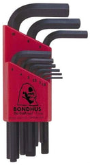 Bondhus - 9 Piece L-Key Hex Key Set - Hex Range 1.5 to 10mm - Apex Tool & Supply