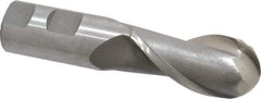 Interstate - 1-1/8" Diam, 2-1/4" LOC, 2 Flute High Speed Steel Ball End Mill - Uncoated, Single End, 4-3/4" OAL, 1" Shank Diam, Spiral Flute - Apex Tool & Supply