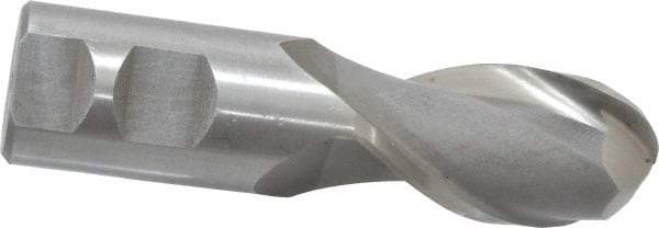 Interstate - 1-1/4" Diam, 2-1/2" LOC, 2 Flute High Speed Steel Ball End Mill - Uncoated, Single End, 5" OAL, 1-1/4" Shank Diam, Spiral Flute - Apex Tool & Supply