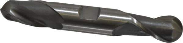 Interstate - 3/4" Diam, 1-5/16" LOC, 2 Flute High Speed Steel Ball End Mill - Uncoated, Double End, 5" OAL, 3/4" Shank Diam, Spiral Flute - Apex Tool & Supply