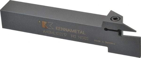 Kennametal - External Thread, 0.67" Max Depth of Cut, 0.079" Min Groove Width, 5" OAL, Left Hand Indexable Grooving Cutoff Toolholder - 3/4" Shank Height x 3/4" Shank Width, A4..02.. Insert Style, A4SM Toolholder Style, Series A4 - Apex Tool & Supply