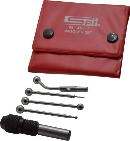 SPI - 0.0002 Inch Accuracy, Single End, Center Finder Set Mechanical - 0.1 Inch Head Diameter, Includes 4 Attachments, Case, Holder, 4 Pieces - Apex Tool & Supply