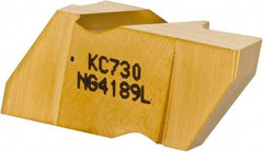 Kennametal - 4189NG Grade KC730, 4.8mm Cutting Width Carbide Grooving Insert - 6.35mm Max Depth of Cut, Left Hand, 0.57mm Corner Radius, TiN Finish - Apex Tool & Supply