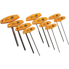 Wiha - 10 Piece, T-Handle Cushion Grip Hex Key Set - 3/32 to 3/8" Range, - Apex Tool & Supply