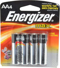 Energizer - Size AA, Alkaline, 4 Pack, Standard Battery - 1.5 Volts, Flat Terminal, LR6, ANSI, IEC Regulated - Apex Tool & Supply