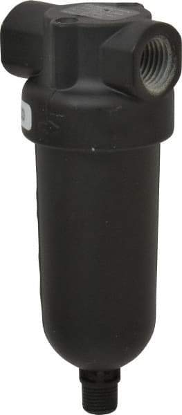 Norgren - 1/4" Port, 4-1/4" High x 1.63" Wide Miniature Filter with Metal Bowl, Automatic Drain - 24 SCFM, 250 Max psi, 150°F Max Temp, 1 oz Bowl Capacity - Apex Tool & Supply