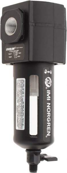 Norgren - 3/8" Port, 7.15" High x 2.68" Wide Intermediate Filter with Polycarbonate Bowl, Manual Drain - 65 SCFM, 150 Max psi, 125°F Max Temp, Modular Connection, Bowl Guard, 3.5 oz Bowl Capacity - Apex Tool & Supply