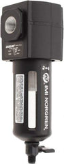 Norgren - 3/8" Port, 7.15" High x 2.68" Wide Intermediate Filter with Polycarbonate Bowl, Manual Drain - 65 SCFM, 150 Max psi, 125°F Max Temp, Modular Connection, Bowl Guard, 3.5 oz Bowl Capacity - Apex Tool & Supply