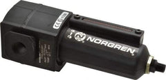 Norgren - 3/8" Port, 7.15" High x 2.68" Wide Intermediate Filter with Metal Bowl, Automatic Drain - 65 SCFM, 250 Max psi, 150°F Max Temp, Sight Glass Included, Modular Connection, 3.5 oz Bowl Capacity - Apex Tool & Supply