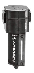 Norgren - 3/4" Port, 7.95" High x 3.15" Wide Standard Filter with Metal Bowl, Automatic Drain - 140 SCFM, 250 Max psi, 150°F Max Temp, Sight Glass Included, Modular Connection, 7 oz Bowl Capacity - Apex Tool & Supply