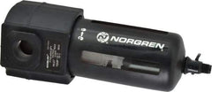 Norgren - 1/2" Port, 7.95" High x 3.15" Wide Standard Filter with Polycarbonate Bowl, Manual Drain - 140 SCFM, 150 Max psi, 125°F Max Temp, Modular Connection, Bowl Guard, 7 oz Bowl Capacity - Apex Tool & Supply