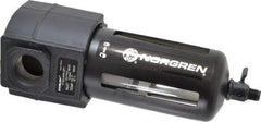 Norgren - 3/4" Port, 7.95" High x 3.15" Wide Standard Filter with Polycarbonate Bowl, Manual Drain - 140 SCFM, 150 Max psi, 125°F Max Temp, Modular Connection, Bowl Guard, 7 oz Bowl Capacity - Apex Tool & Supply
