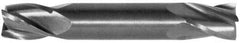 SGS - 7/16", 9/16" LOC, 7/16" Shank Diam, 2-3/4" OAL, 4 Flute, Solid Carbide Square End Mill - Double End, Uncoated, Spiral Flute, 30° Helix, Centercutting, Right Hand Cut, Right Hand Flute, Series 14 - Apex Tool & Supply