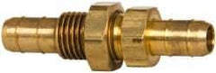 Parker - 1/4" Tube ID, Metal Barbed Bulkhead Tube Union - Brass, 3/8" Tube OD - Apex Tool & Supply