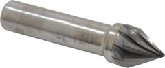 Made in USA - 1/2" Shank Diam, 9 Flute 60° Solid Carbide Countersink - Bright Finish, 2-1/2" OAL, Right Hand Cut - Apex Tool & Supply